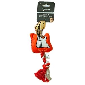 Fender Red Guitar Squeaking Rope Pet Dog Toy 8.5" length New with tags